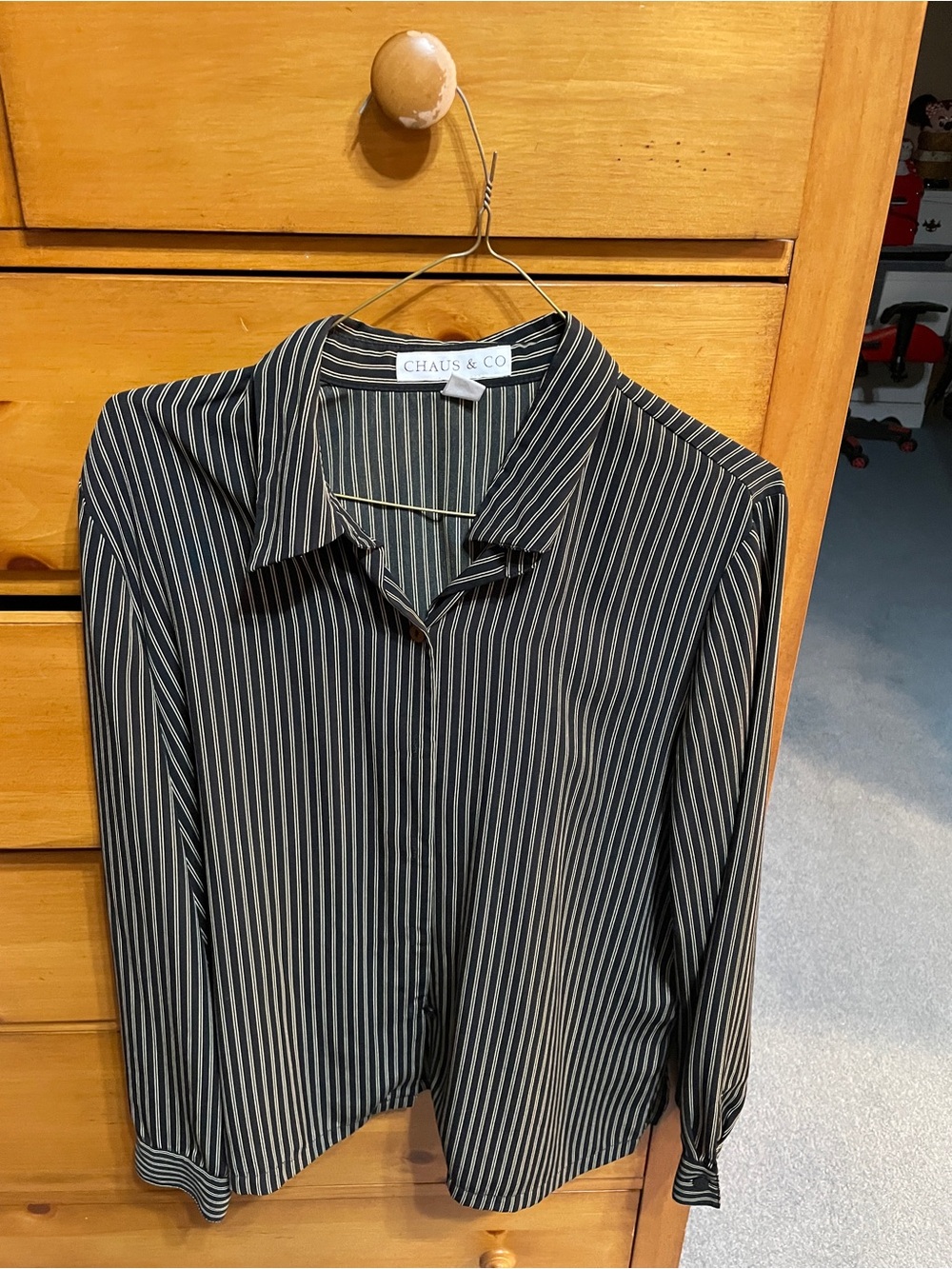 Black and White Vertical Stripe Womens Shirt